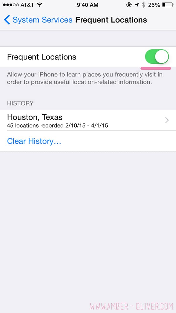 Frequent Locations iPhone