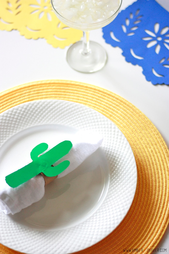 Cinco de Mayo party decor! papel picado banner, DIY cactus napkin ring, and drink flags! FREE DOWNLOAD for Silhouette