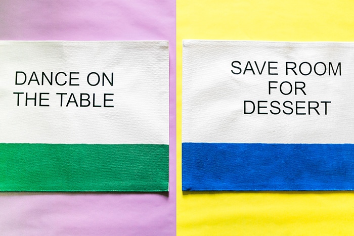 DIY Kate Spade inspired Placemats by Amber Oliver - on yellow and purple backgrounds