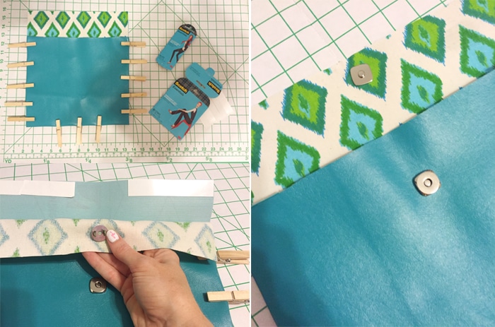 clasp on DIY no sew clutch by Amber Oliver