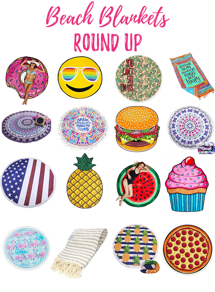 Beach Blanket Round Up! Cute beach blankets that are perfect for a day at the beach.
