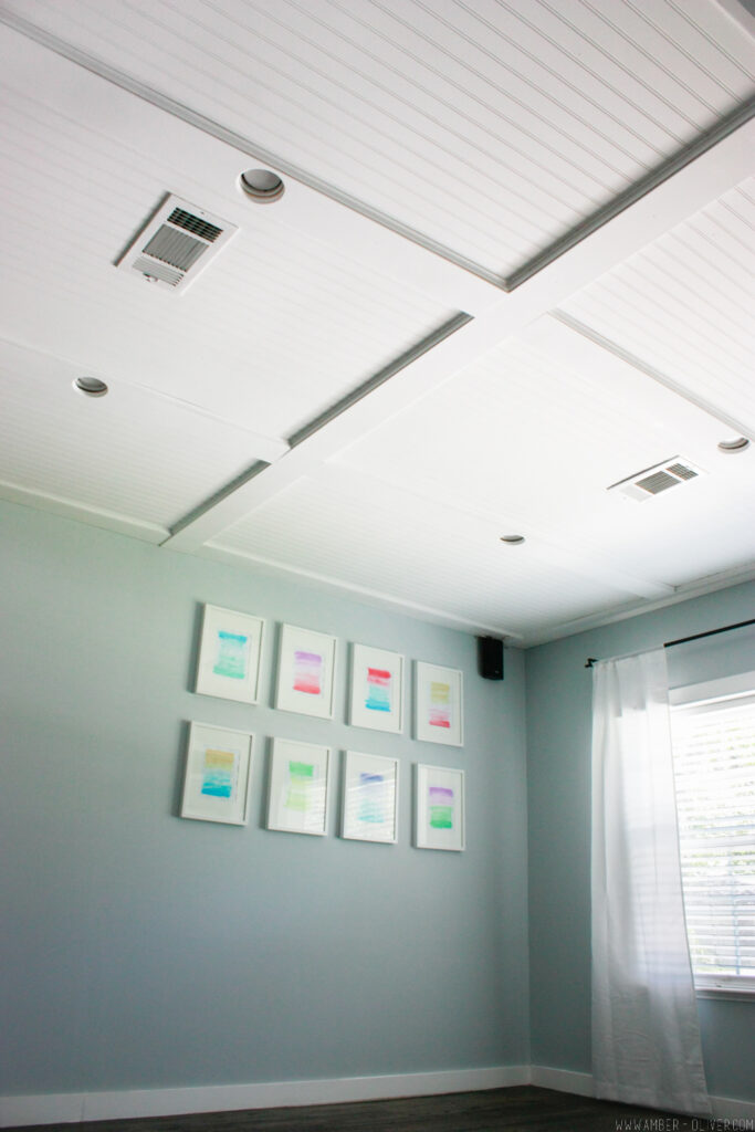 DIY Ceiling Makeover - How to do a faux coffered bead board ceiling