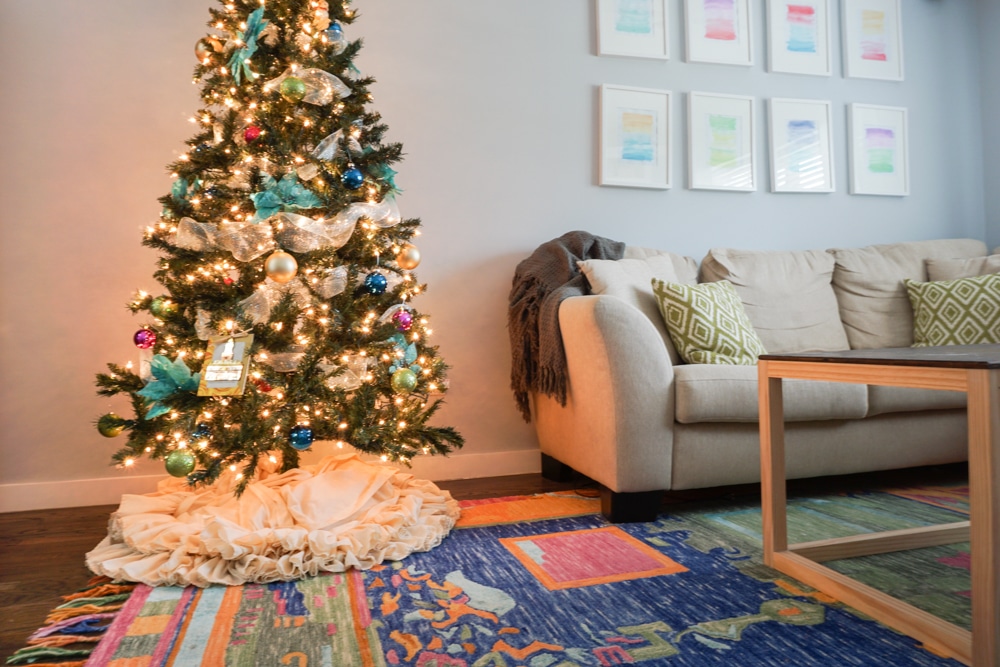 A colorful Christmas tree! Decorate with non-traditional Christmas colors.