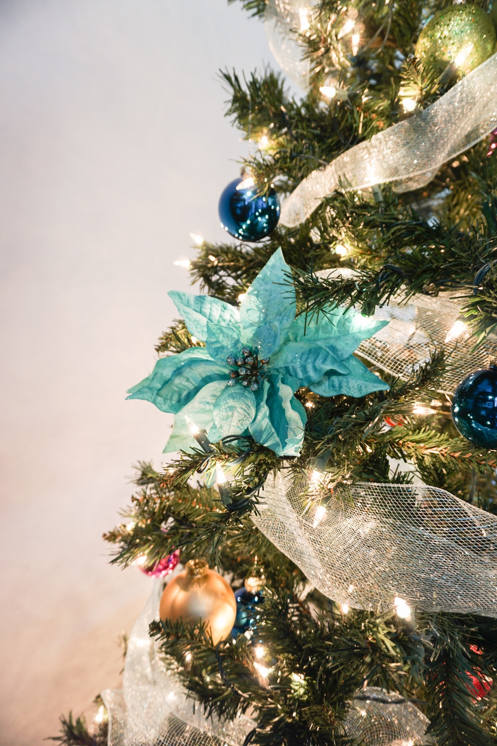 A colorful Christmas tree! Decorate with non-traditional Christmas colors.