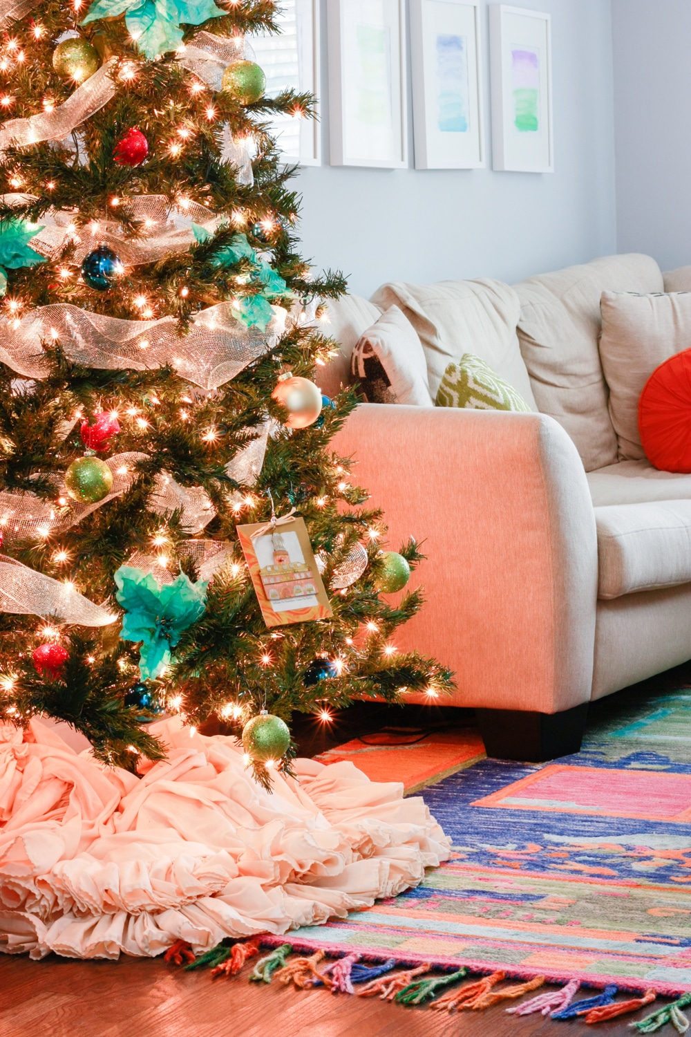 A colorful Christmas tree! Decorate with non-traditional Christmas colors.