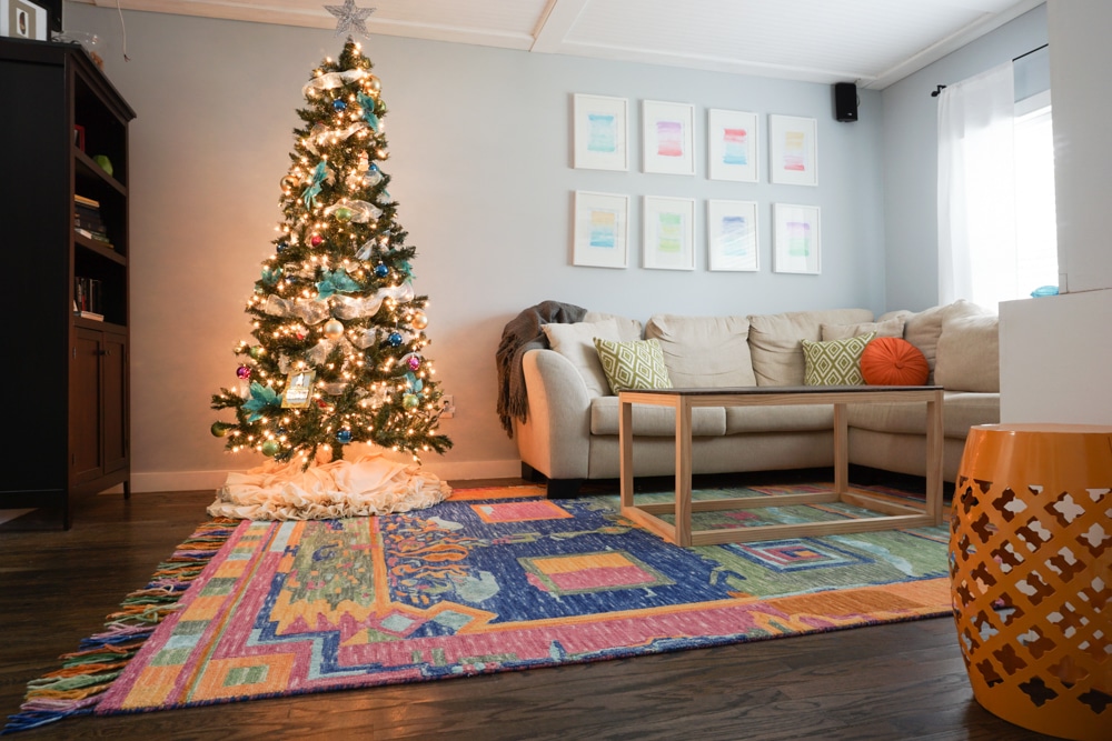 A colorful Christmas tree! Decorate with non-traditional Christmas colors.