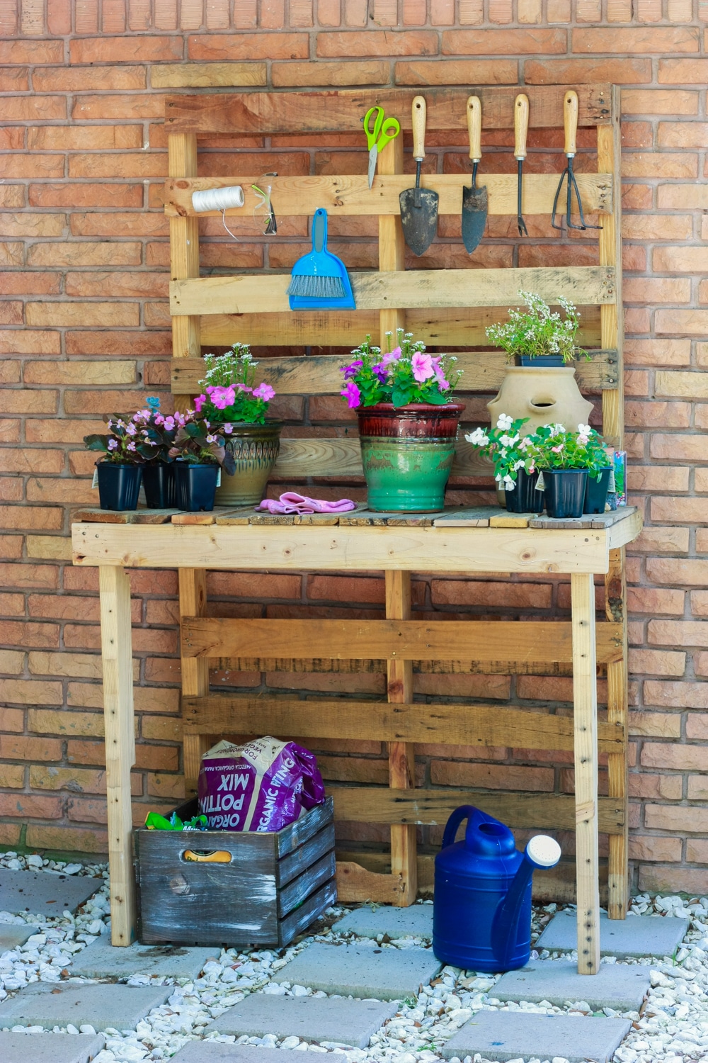 Bench made out store of pallets