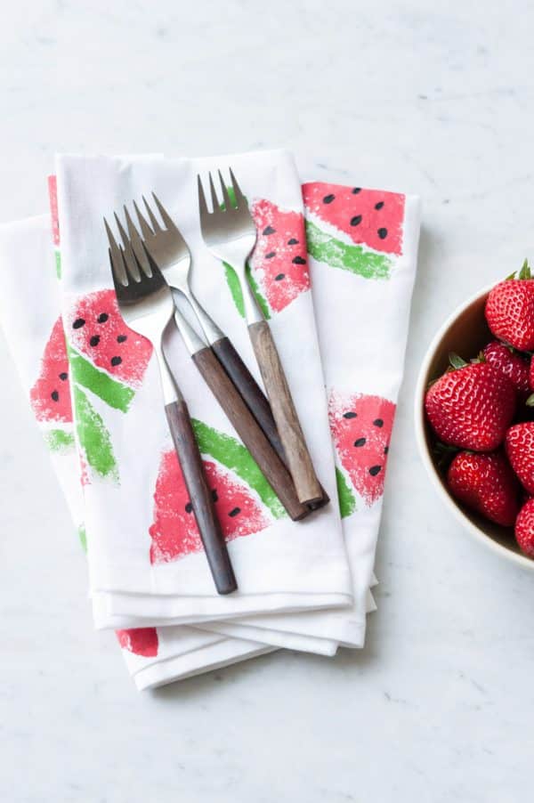 diy watermelon printed napkins