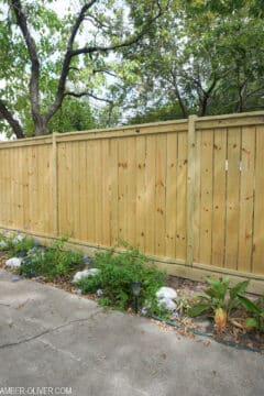 completed DIY wooden fence
