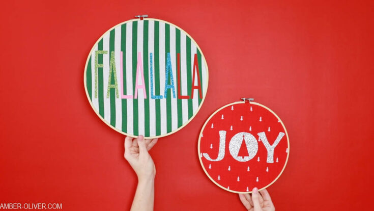 Colorful Fabric Holiday Hoops (Embroidery Hoop Crafts)