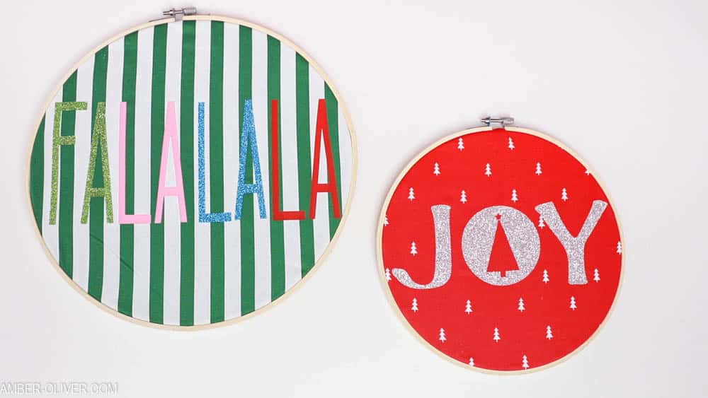 Colorful Fabric Holiday Hoops (Embroidery Hoop Crafts)