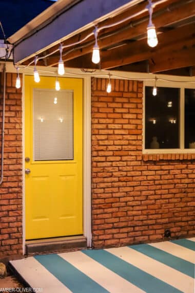 led color changing lights hanging on a patio at night