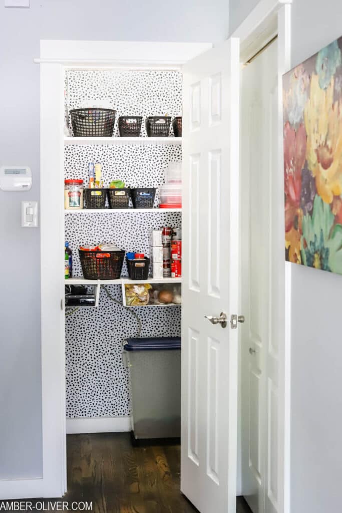 pantry with peel and stick wallpaper