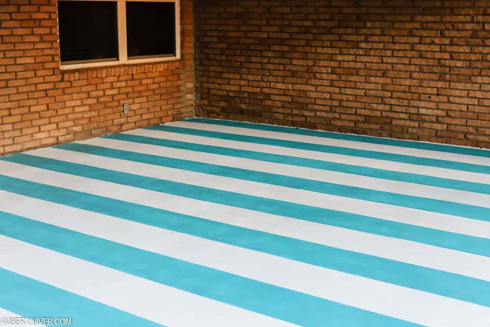 stripes painted on concrete patio floor