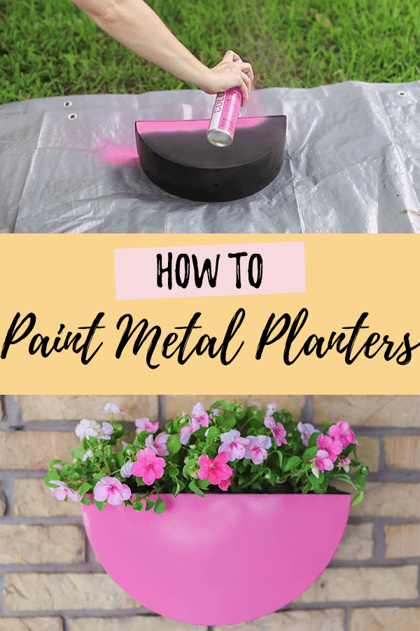 How to paint metal planters photos with text overlay