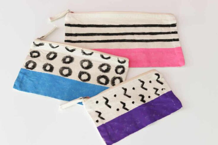 modern color block zip pouches made with paint pens!