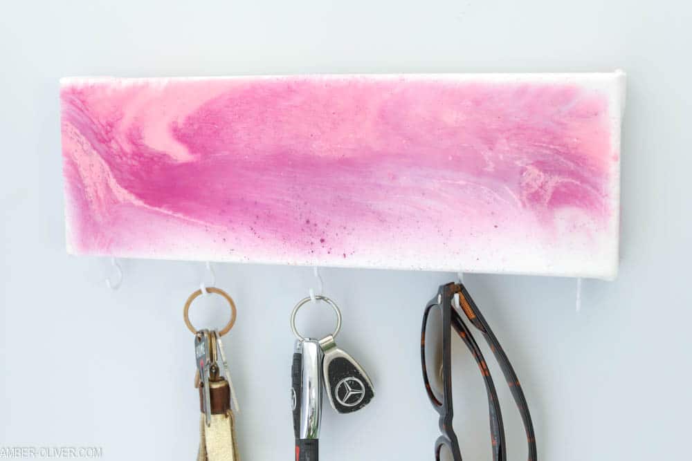 resin pour canvas with shades of pink
