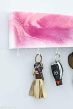 pink key holder with resin pour