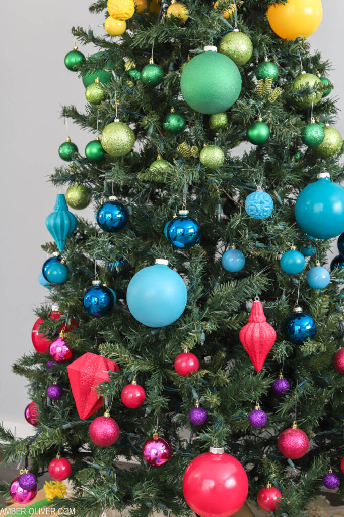 colorful rainbow christmas tree decorations