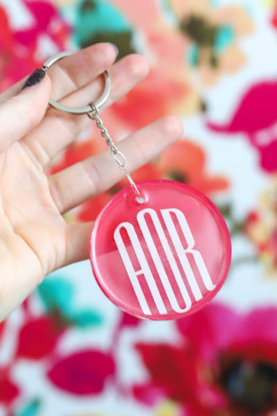 resin monogram keychain