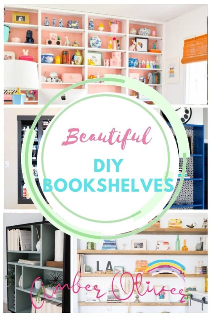 17 diy bookshelf ideas with text pin collage