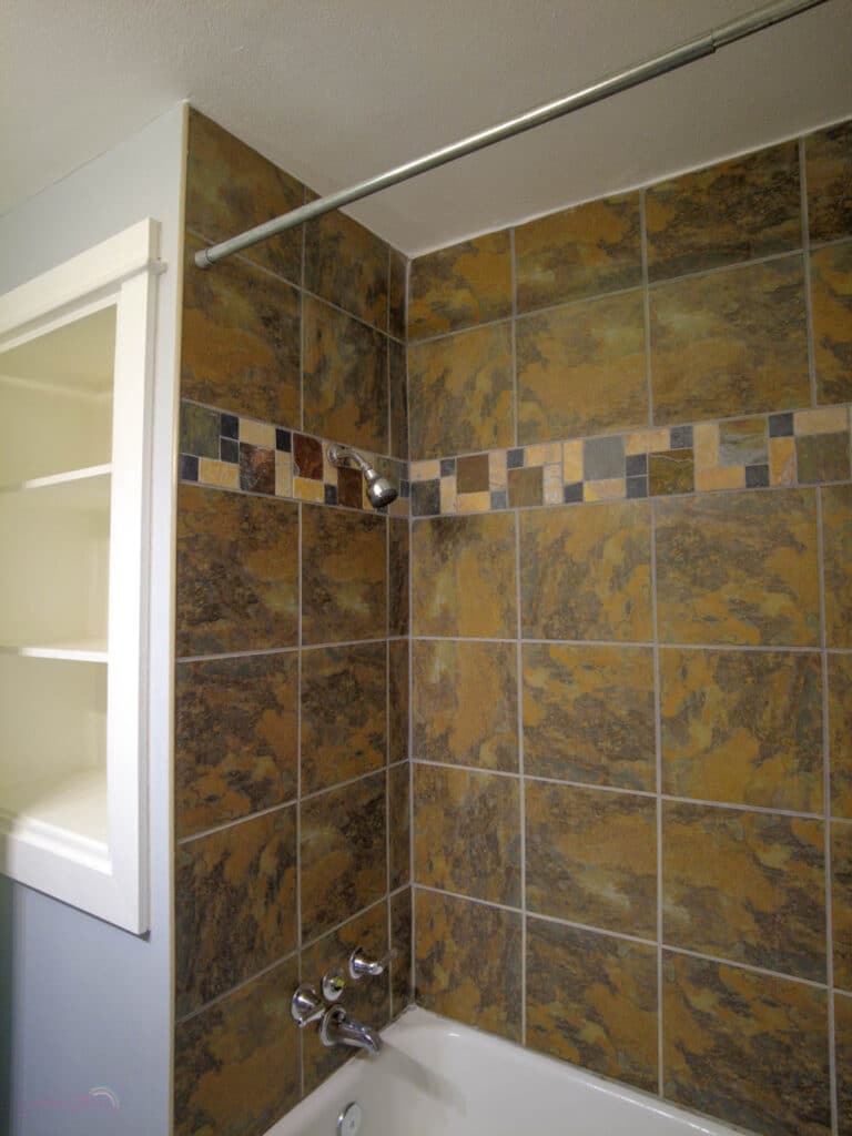 before painted shower tile