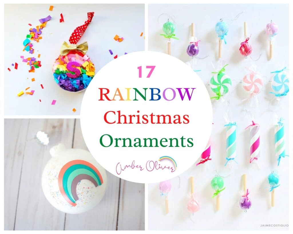 rainbow christmas ornaments feature collage