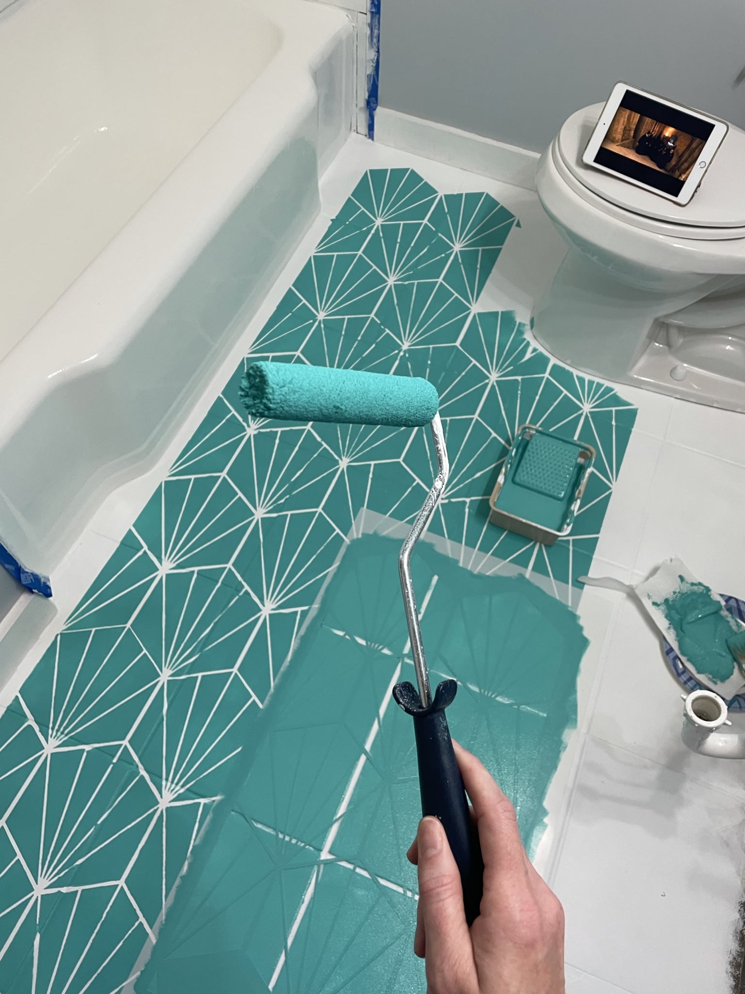 How to Paint Floor Tile One Room Challenge Week 6 Amber Oliver