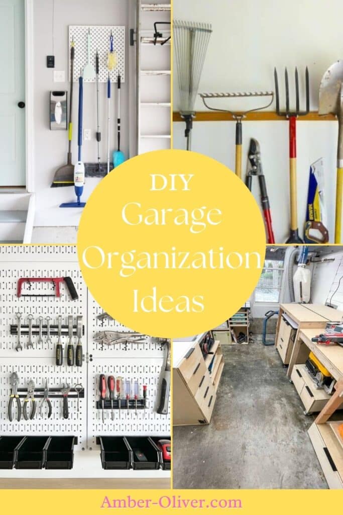collage of 4 garage organization ideas pin