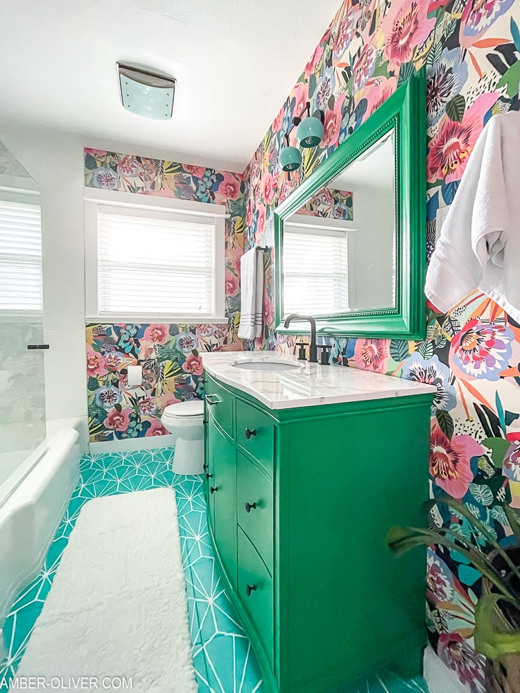 view of bathroom makeover from the door