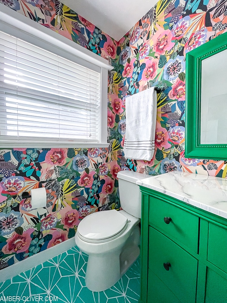 corner view of bathroom makeover