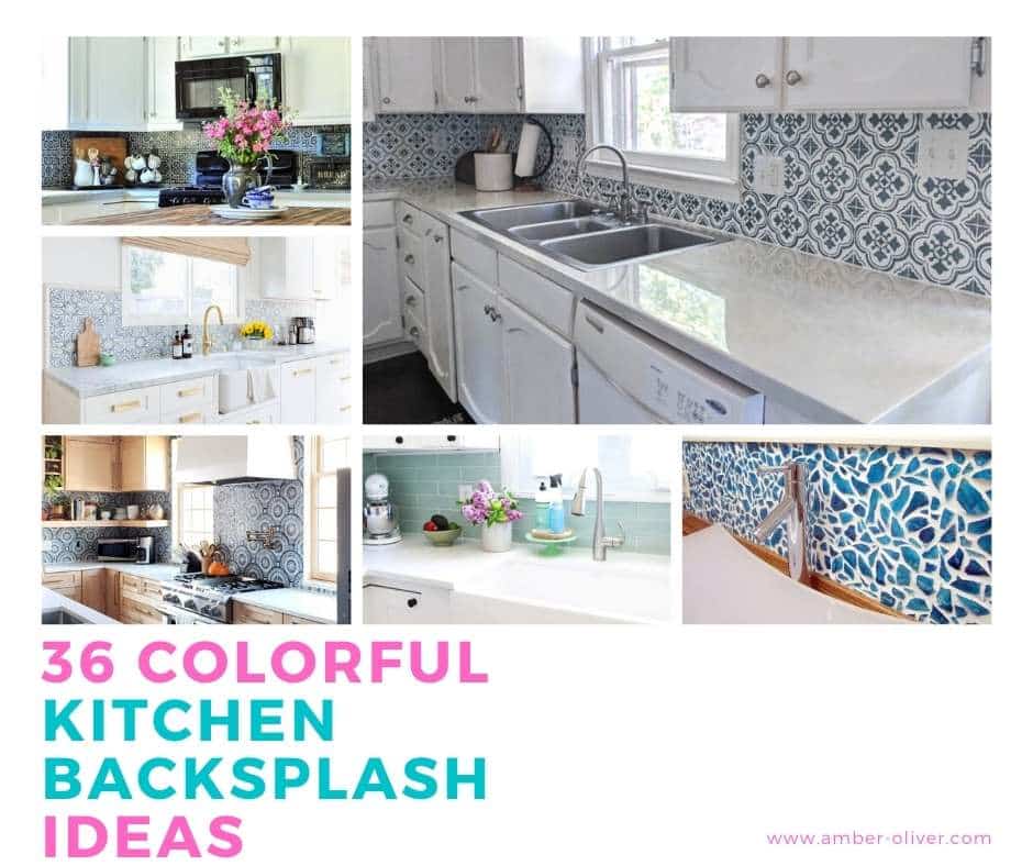 colorful kitchen backsplash collage