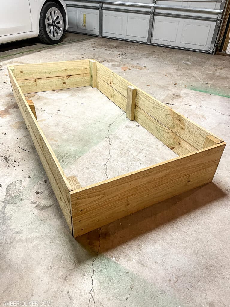diy raised bed after being built