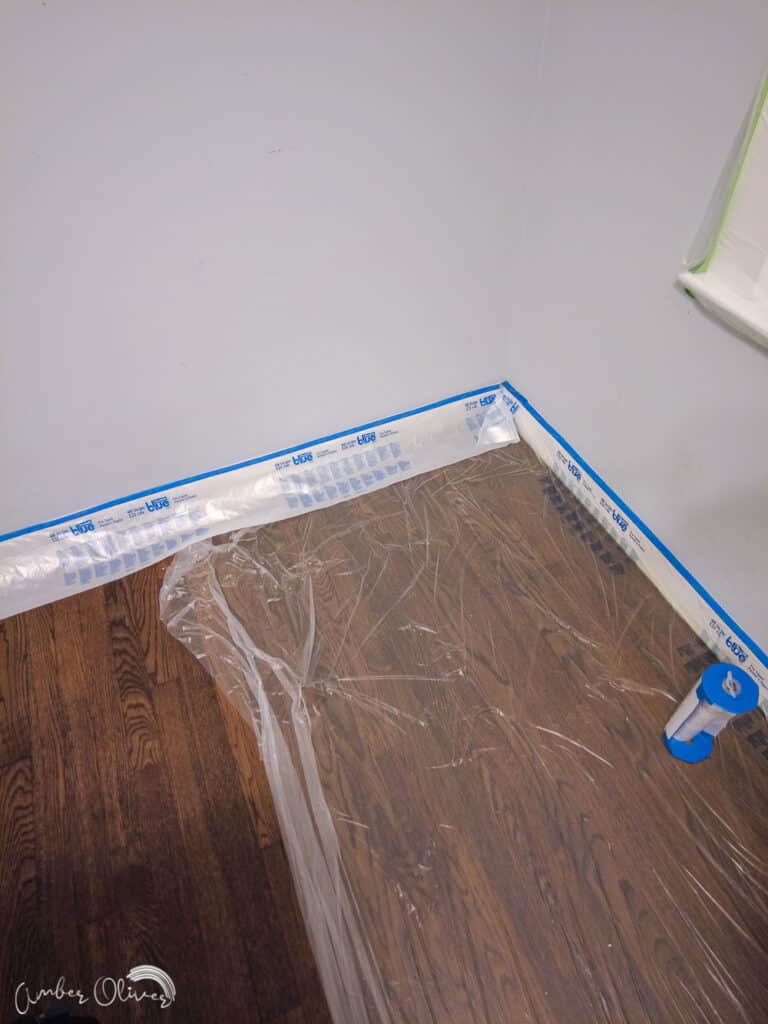 floor taped off for painting