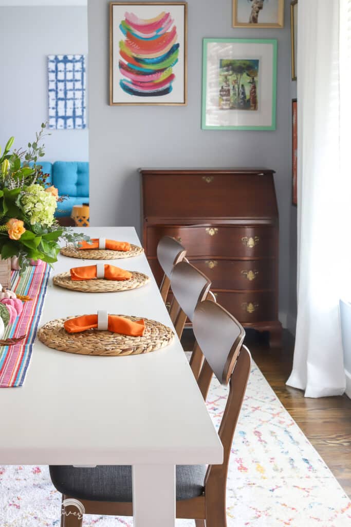 amber oliver colorful dining room with painted table