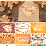 pin image with collage of printable thanksgiving cards