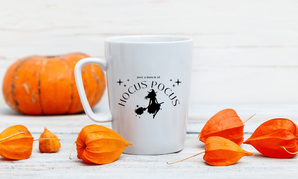 halloween free svg cut file on mug with pumpkins