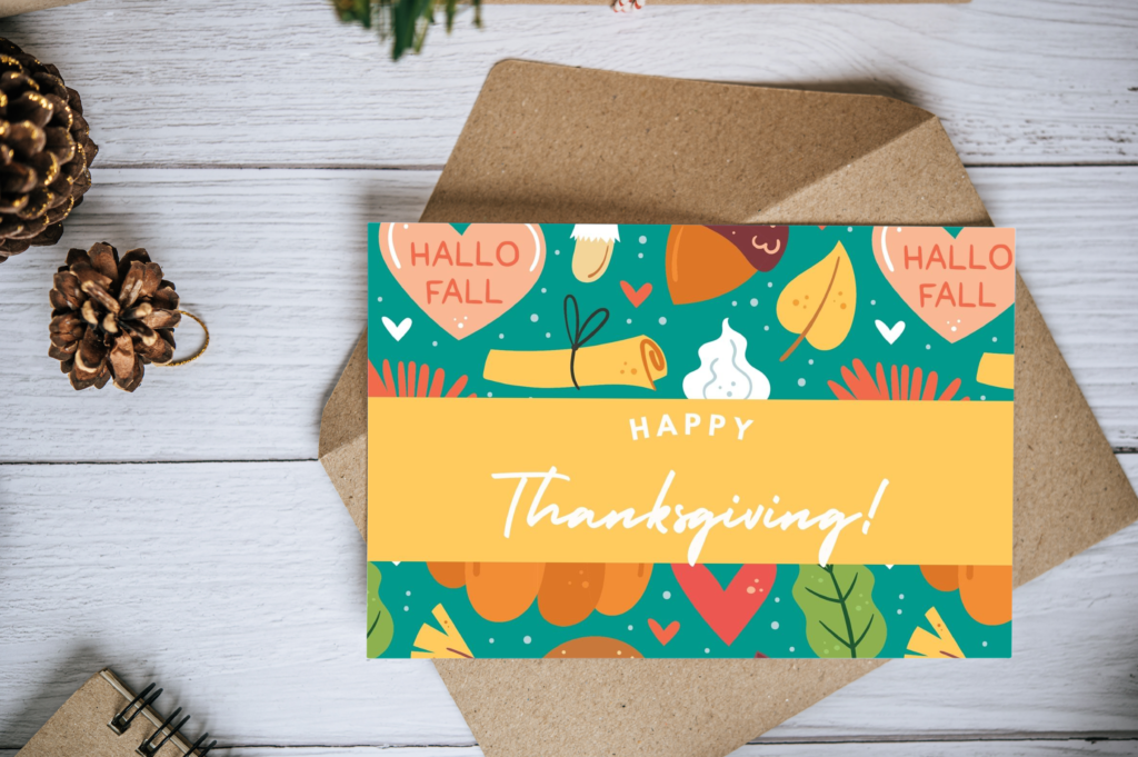 colorful printable thanksgiving card mockup