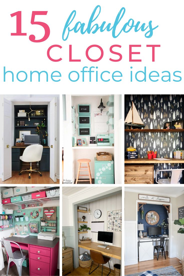 home office closet ideas pin collage with text overlay