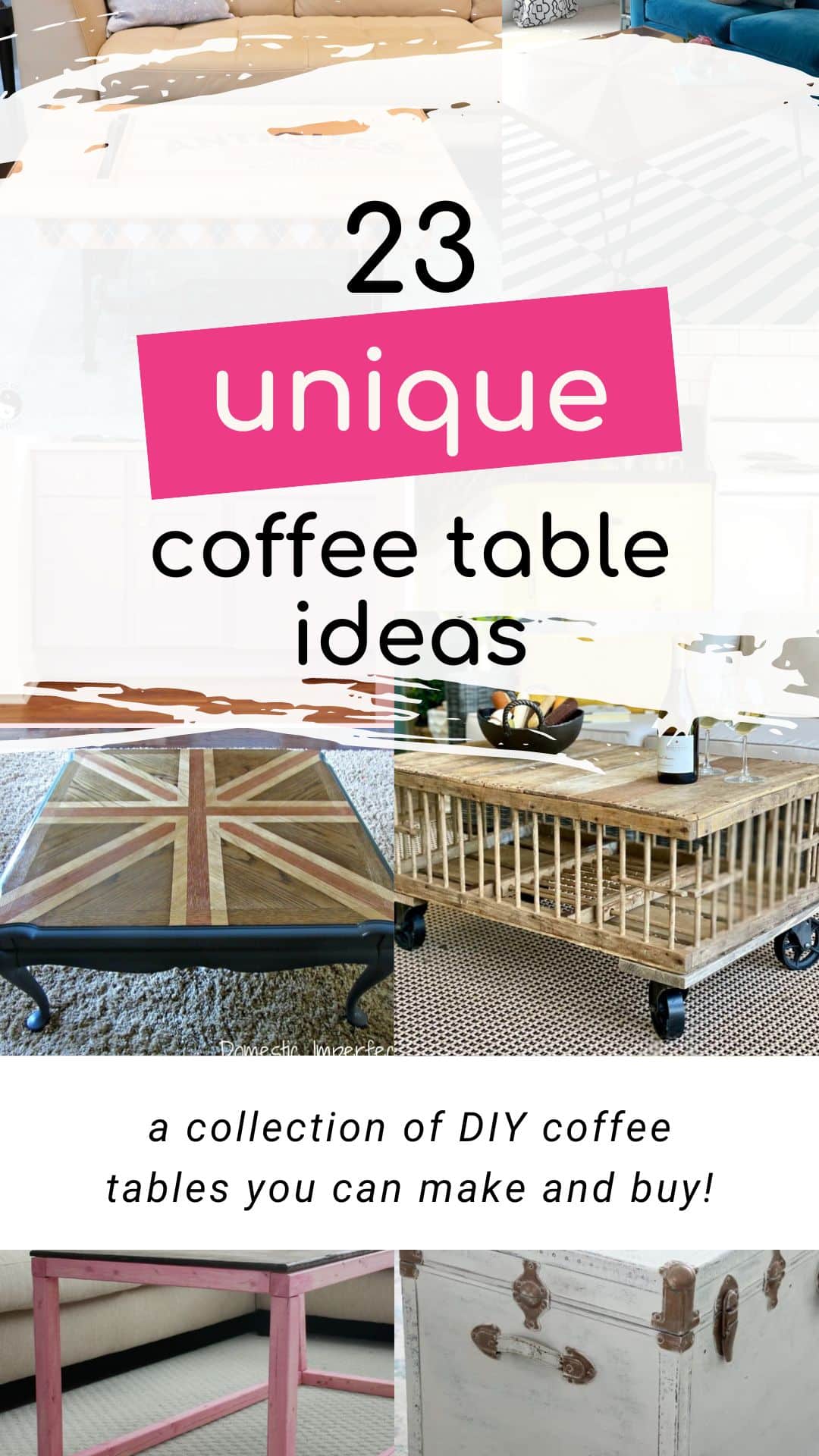 coffee table pin collage with text