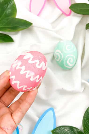close up of easter egg dye diy projects in hand