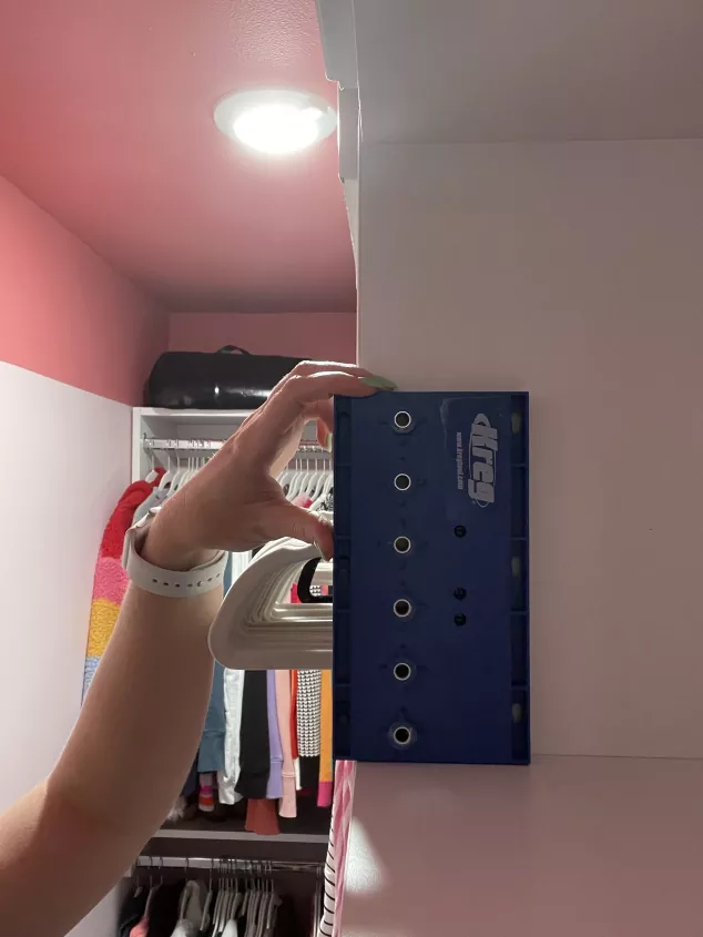 the kreg shelf pin jig in a closet