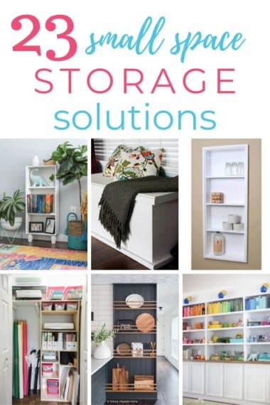 pinterest collage for 23 small space storage solutions