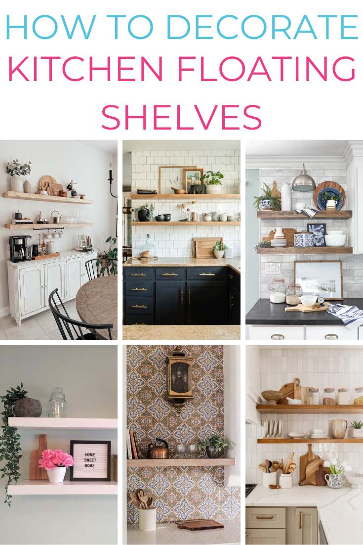 pin collage with 6 images floating shelves