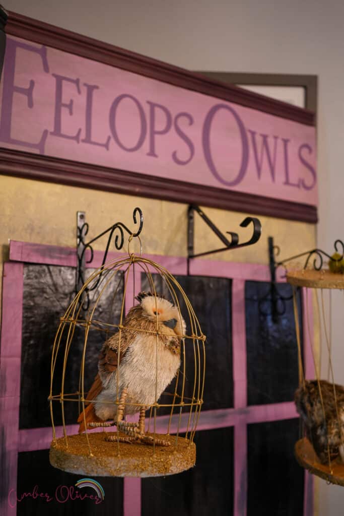 Eelops Owls backdrop at Harry Potter baby shower