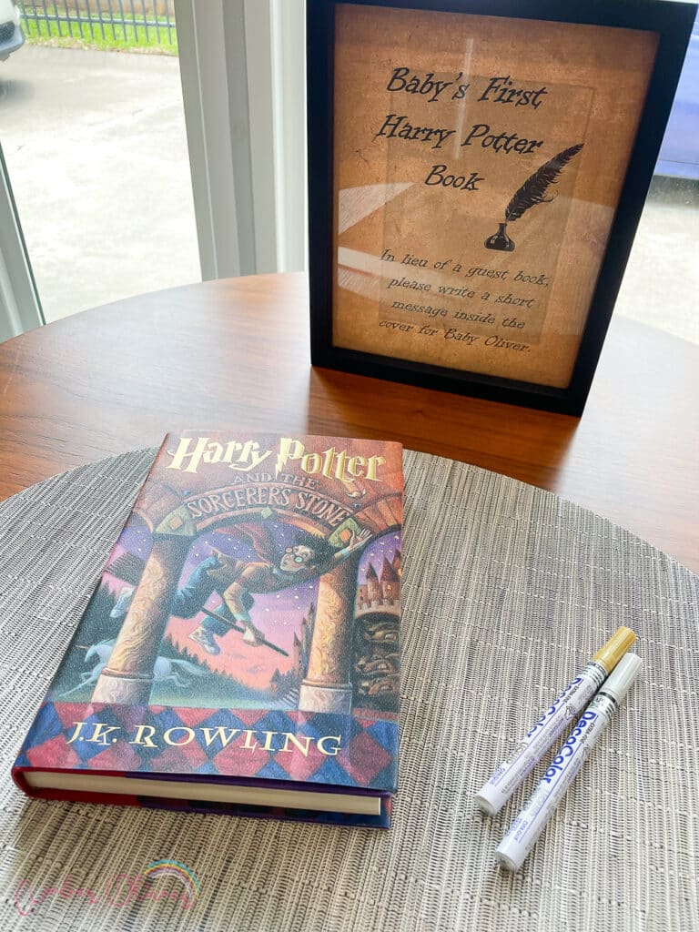 harry potter baby shower guest book idea