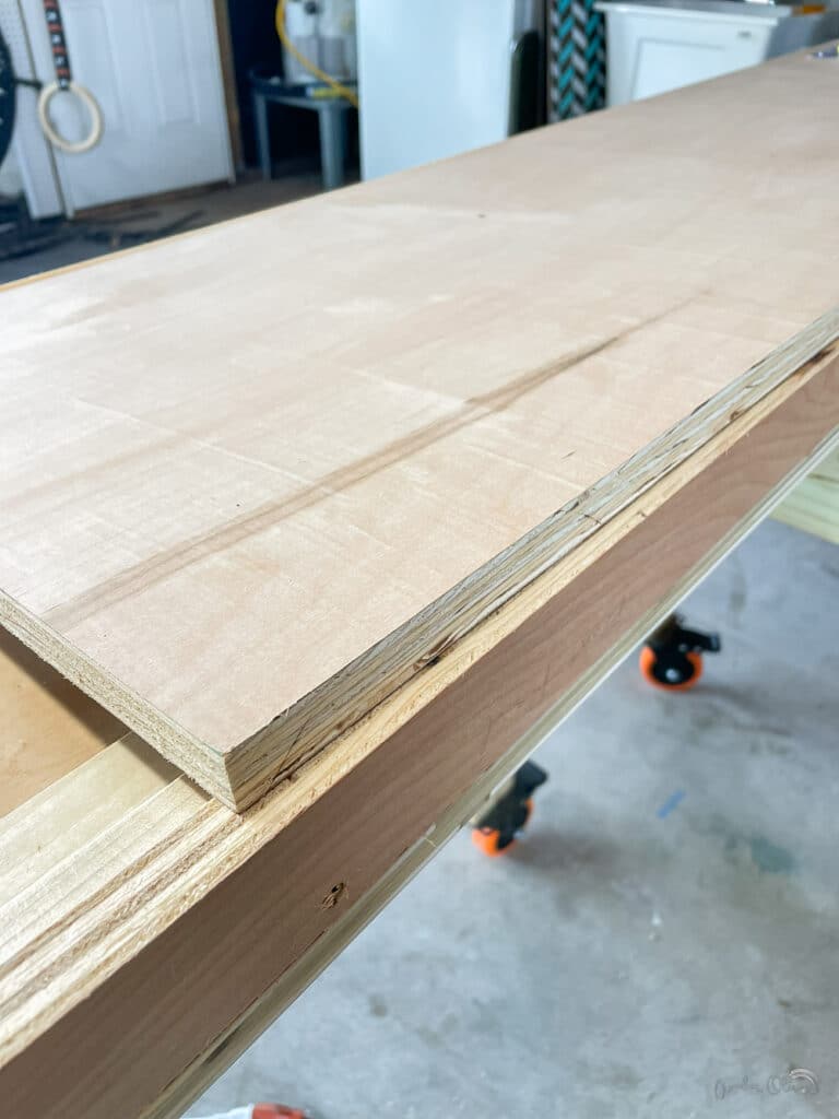 unfinished plywood edge before covering