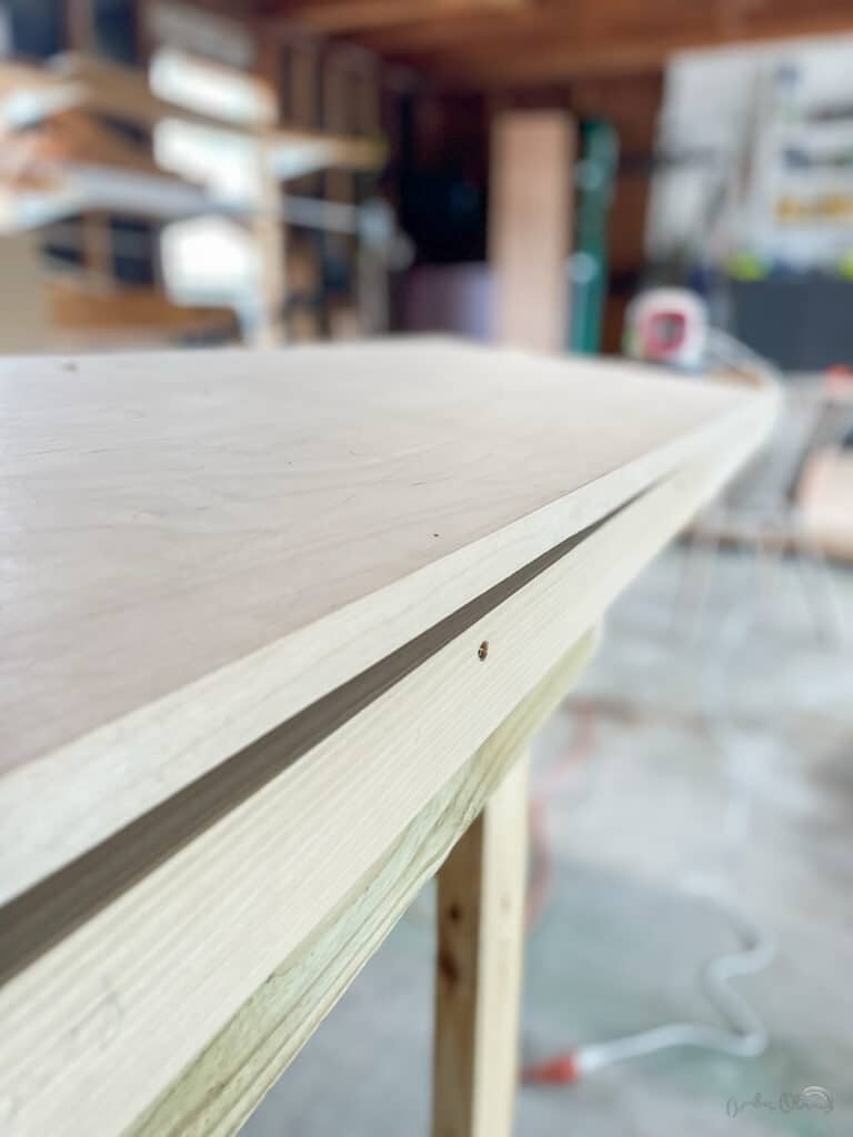 finished plywood edge after adding edge banding