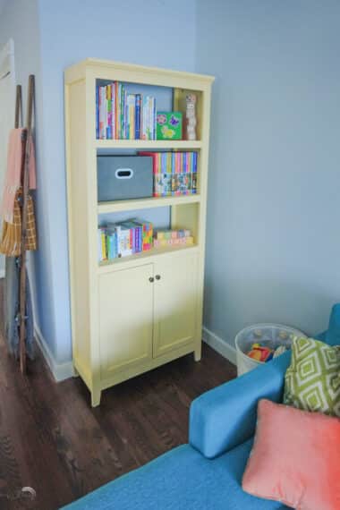 laminate bookcase painted with DWIL pain