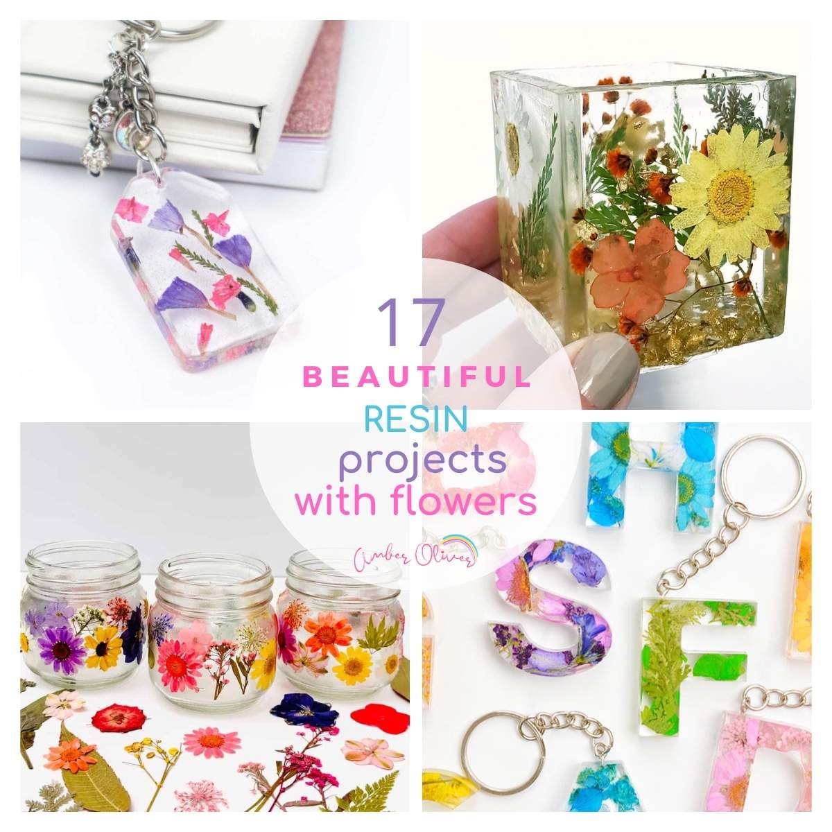 resin flower crafts collage
